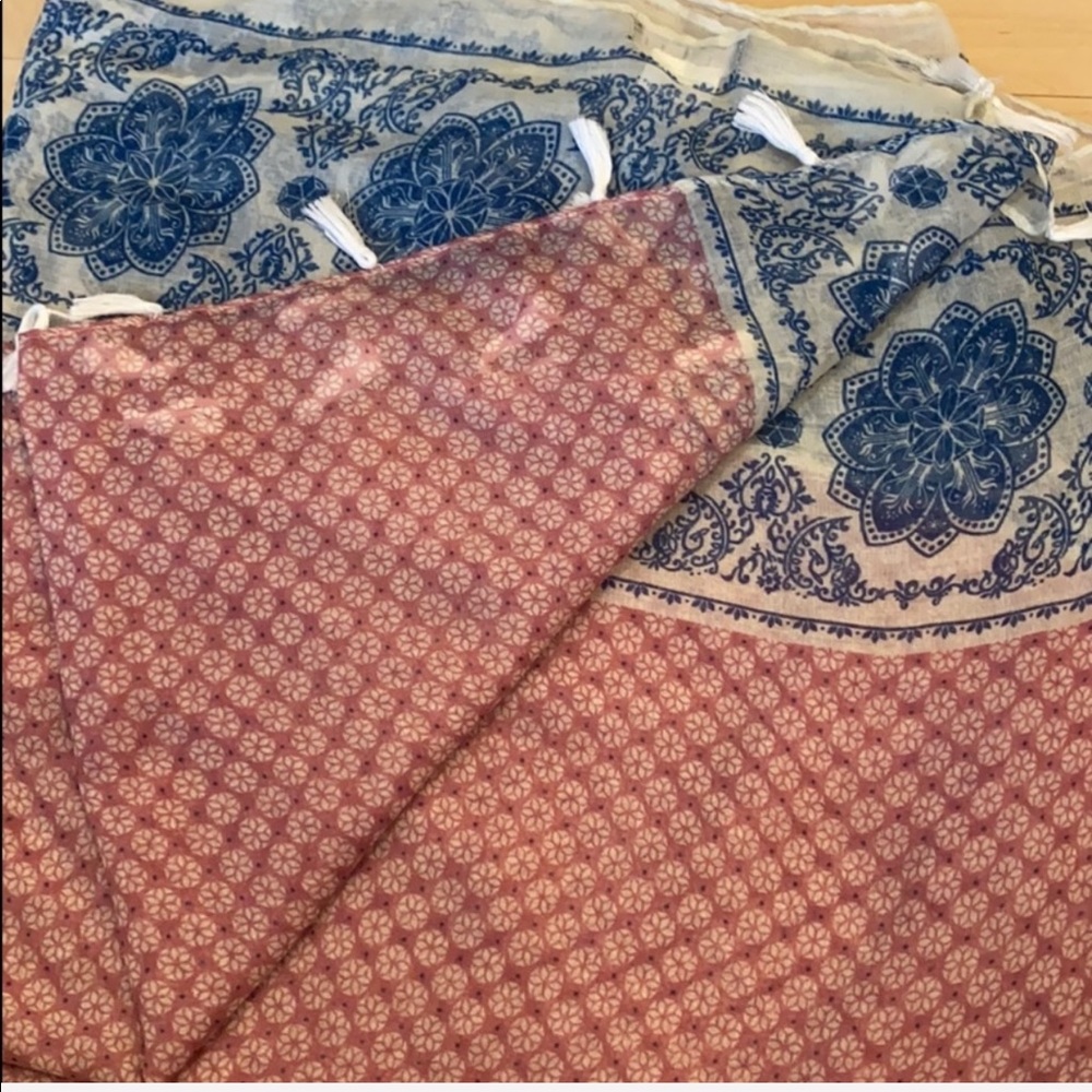 Lulu's Pink and Blue Floral Scarf - Picture 6 of 6